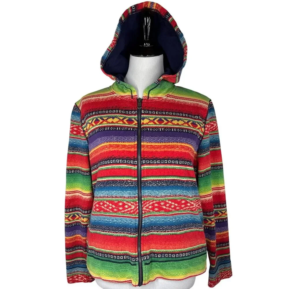 Lauren Jeans Co Ralph Lauren Baja Stripe Zip Hoodie, Rare, Vintage Y2K, XL - Picture 1 of 12